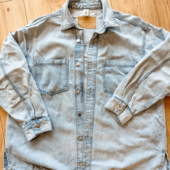 &Denim Jackets & Blazers - Classic Light Blue Denim Drop Shoulder Oversized Jacket